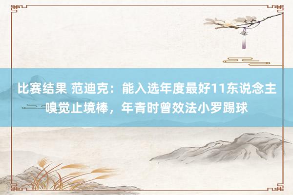 比赛结果 范迪克：能入选年度最好11东说念主嗅觉止境棒，年青时曾效法小罗踢球