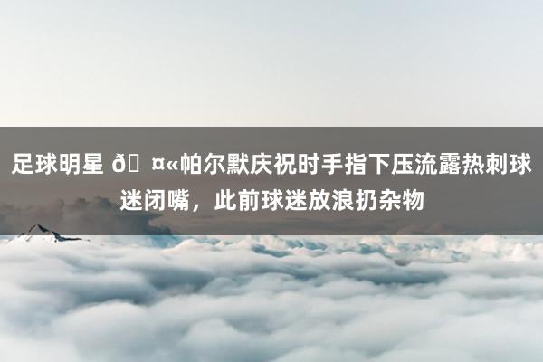 足球明星 🤫帕尔默庆祝时手指下压流露热刺球迷闭嘴，此前球迷放浪扔杂物